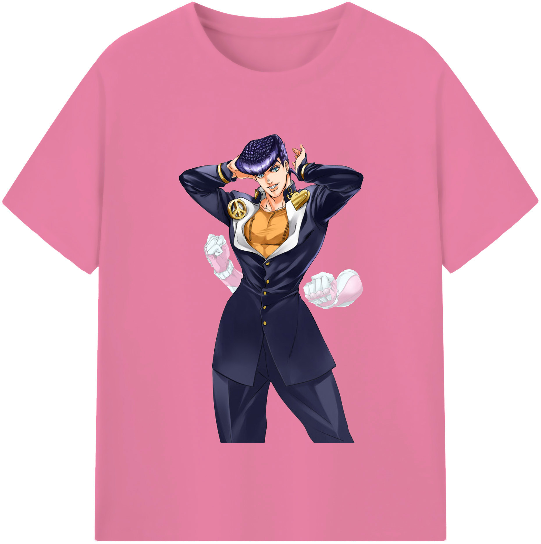 （画像用） ジョジョの奇妙な冒険 ひがしかた じょうすけ JoJo's Bizarre Adventure Higashikata Josuke 綿100％半袖Tシャツ（フロントプリント）